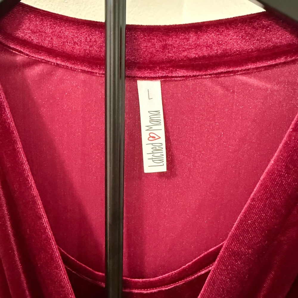 Latched Mama Deep Red Velvet Dress - Picture 3 of 4